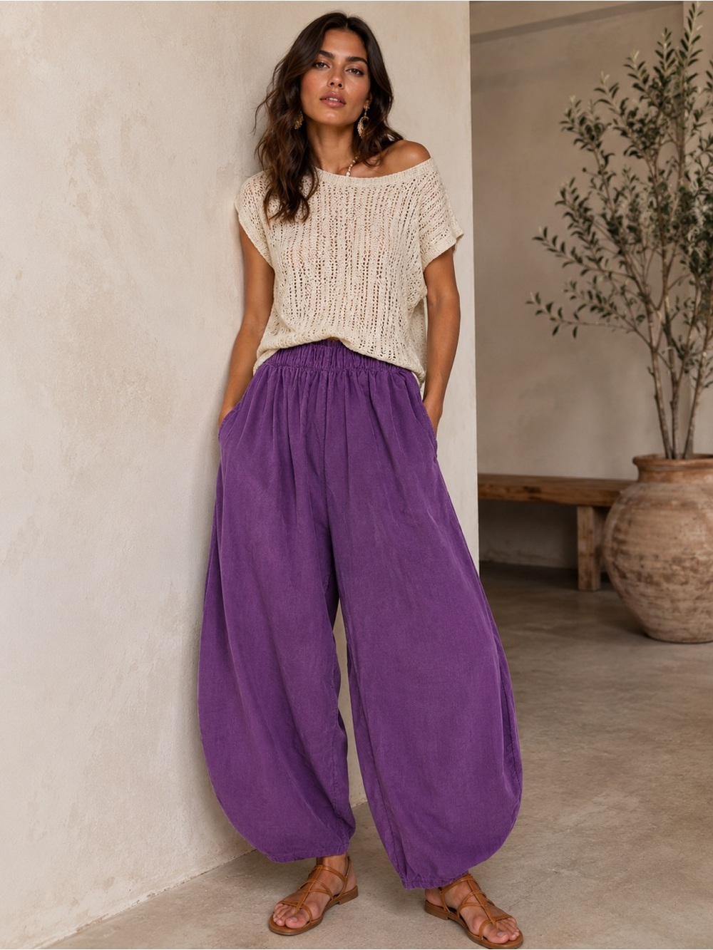 K27. From Italy 🇮🇹 Corduroy barrel relaxed pants